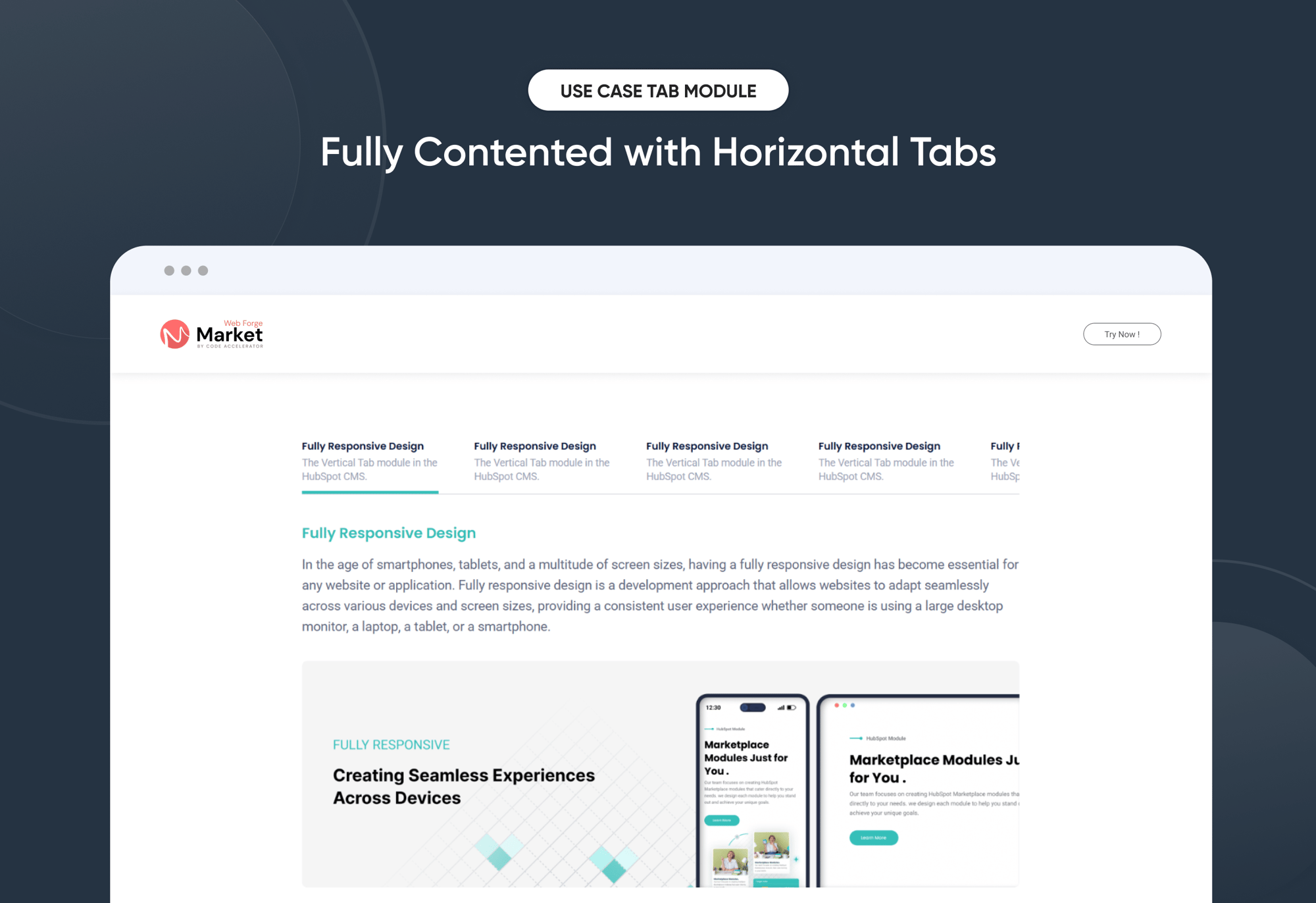 Fully Contented with Horizontal Tabs