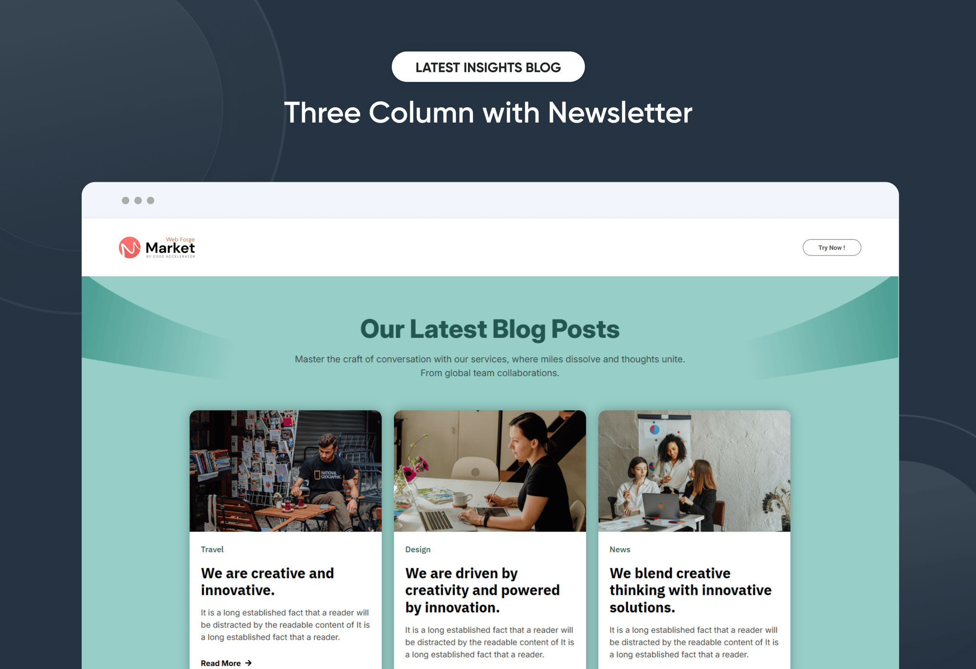Three Column with Newsletter