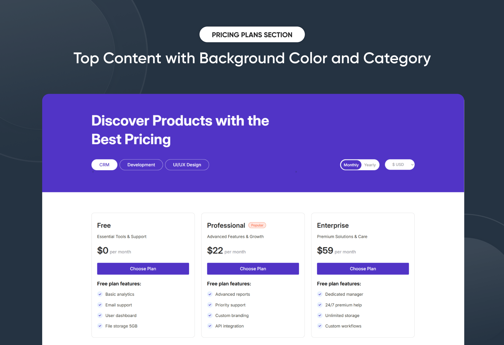 Top Content with Background Color and Category