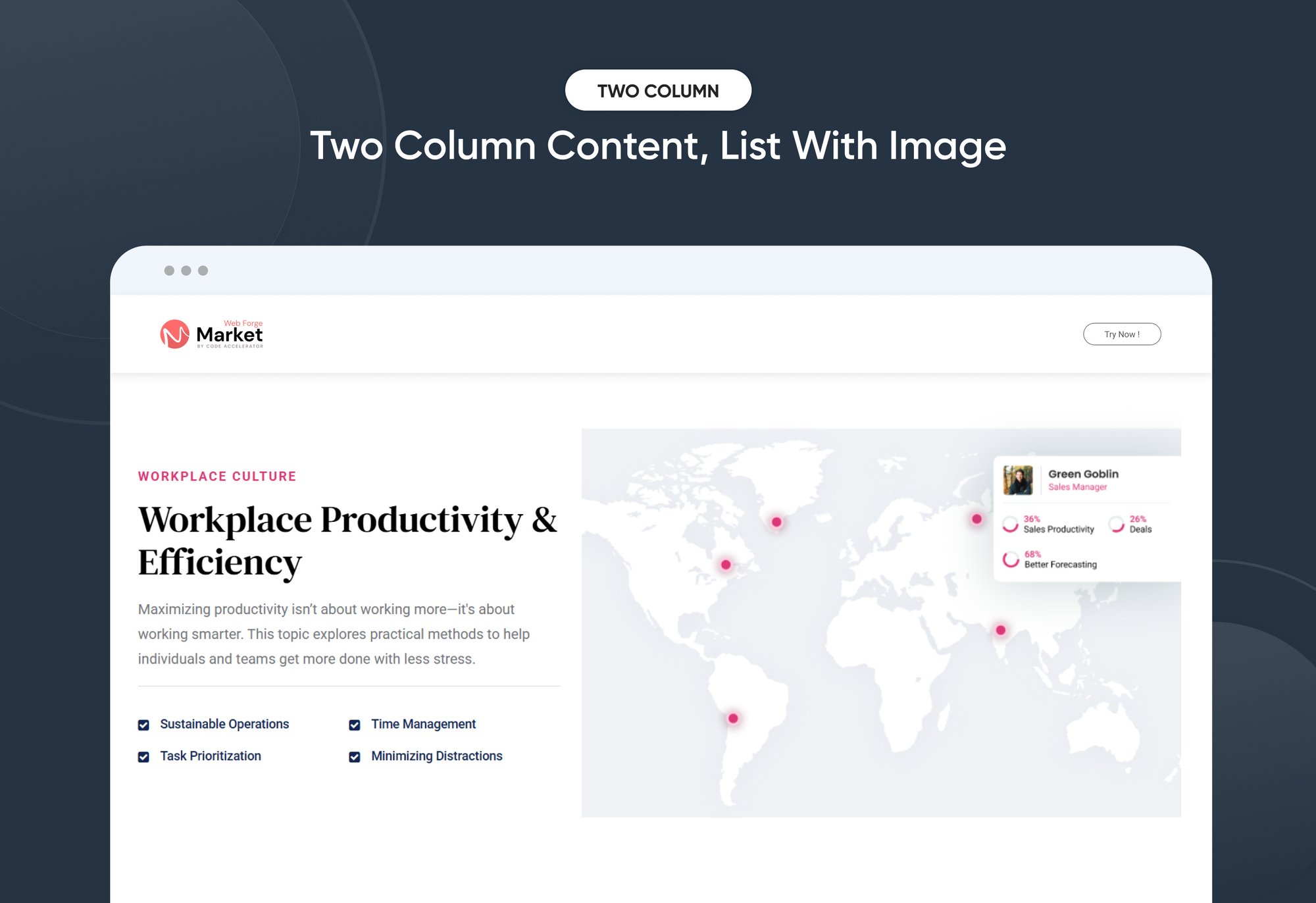 Two Column Content, List With Image