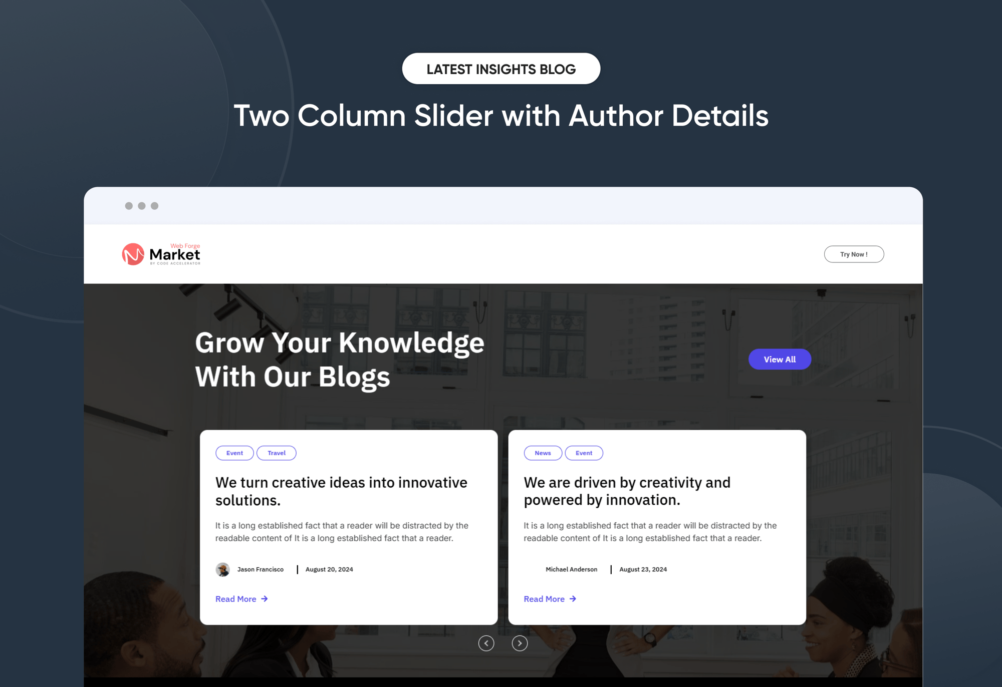 Two Column Slider with Author Details