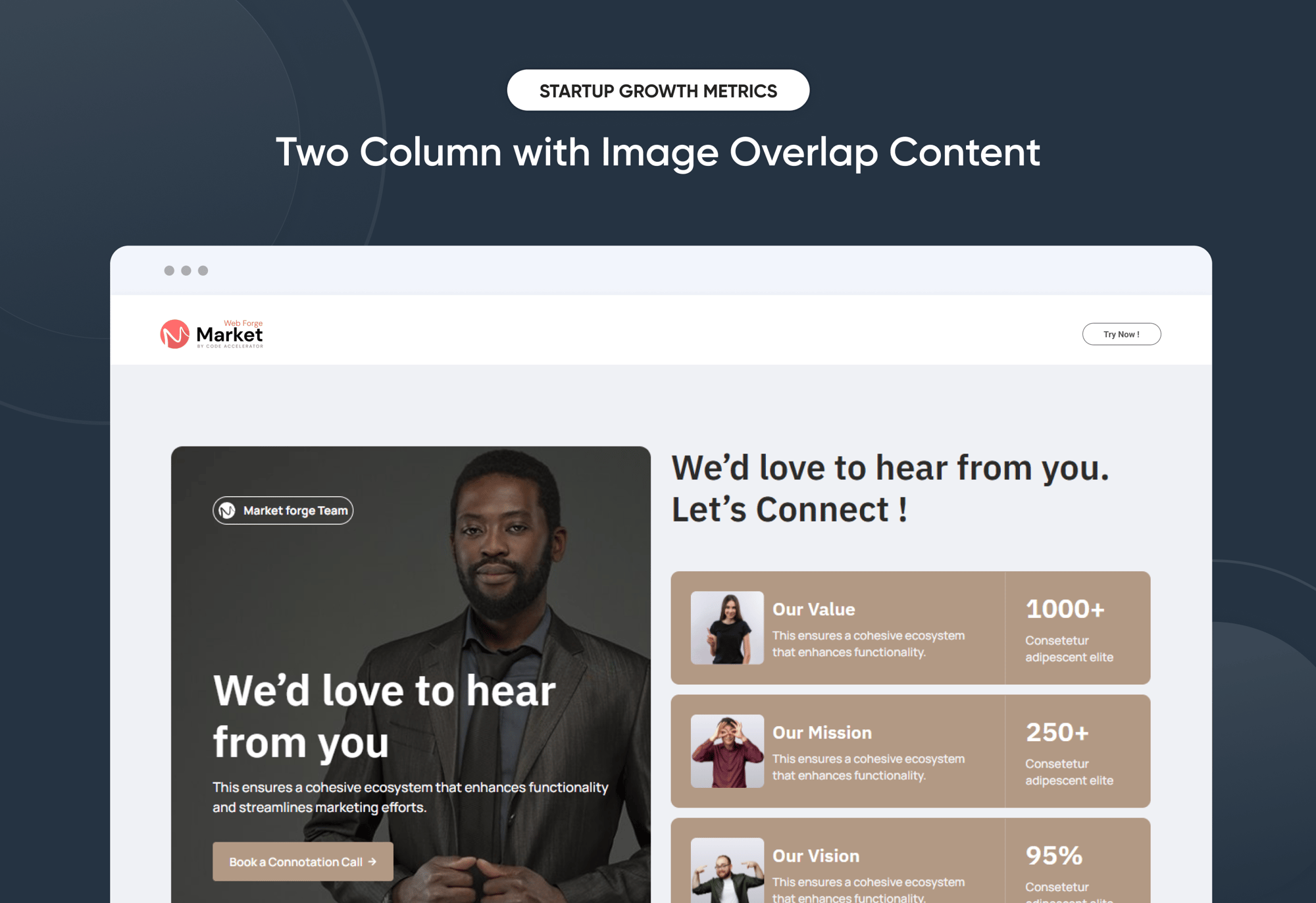 Two Column with Image Overlap Content