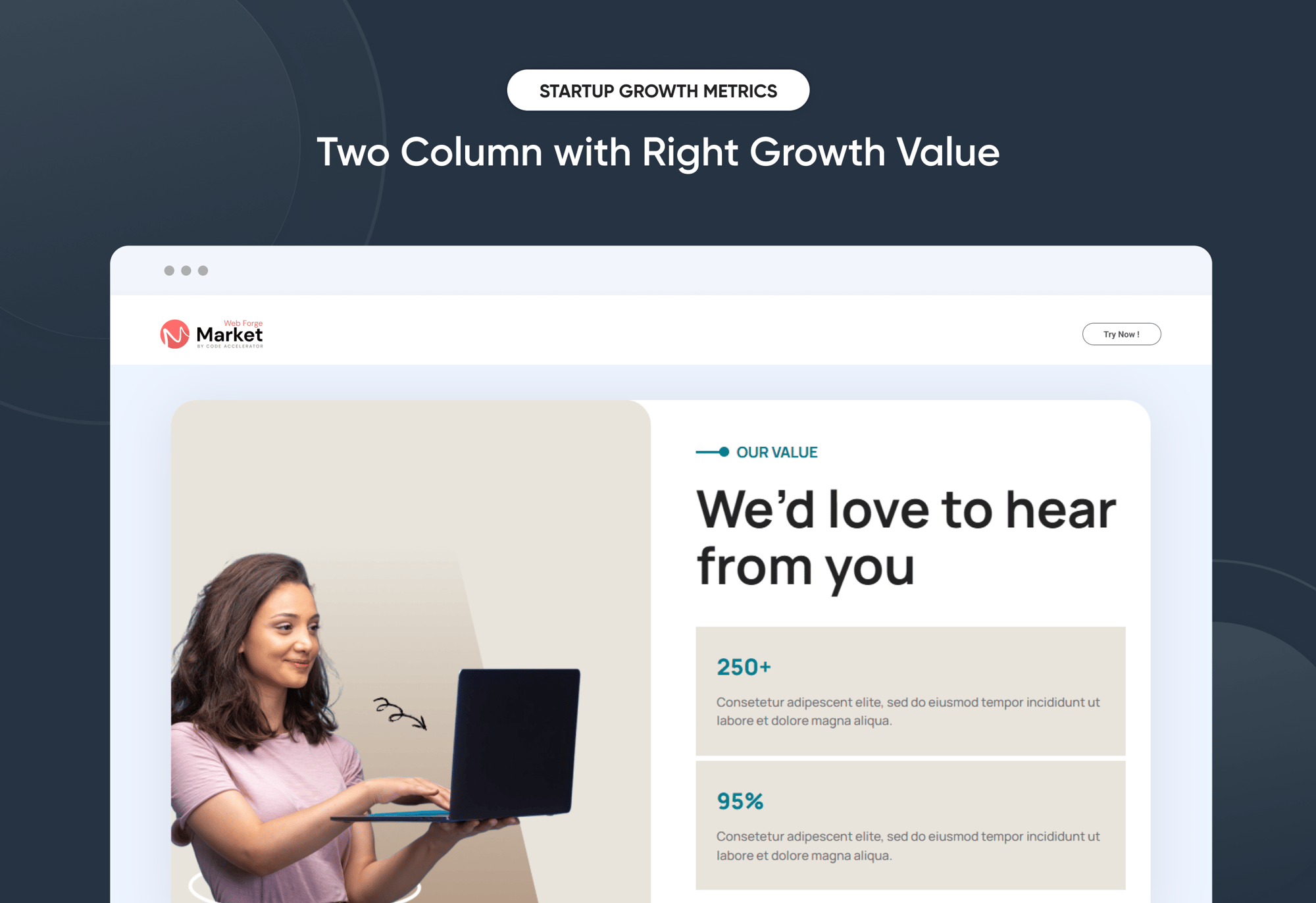 Two Column with Right Growth Value