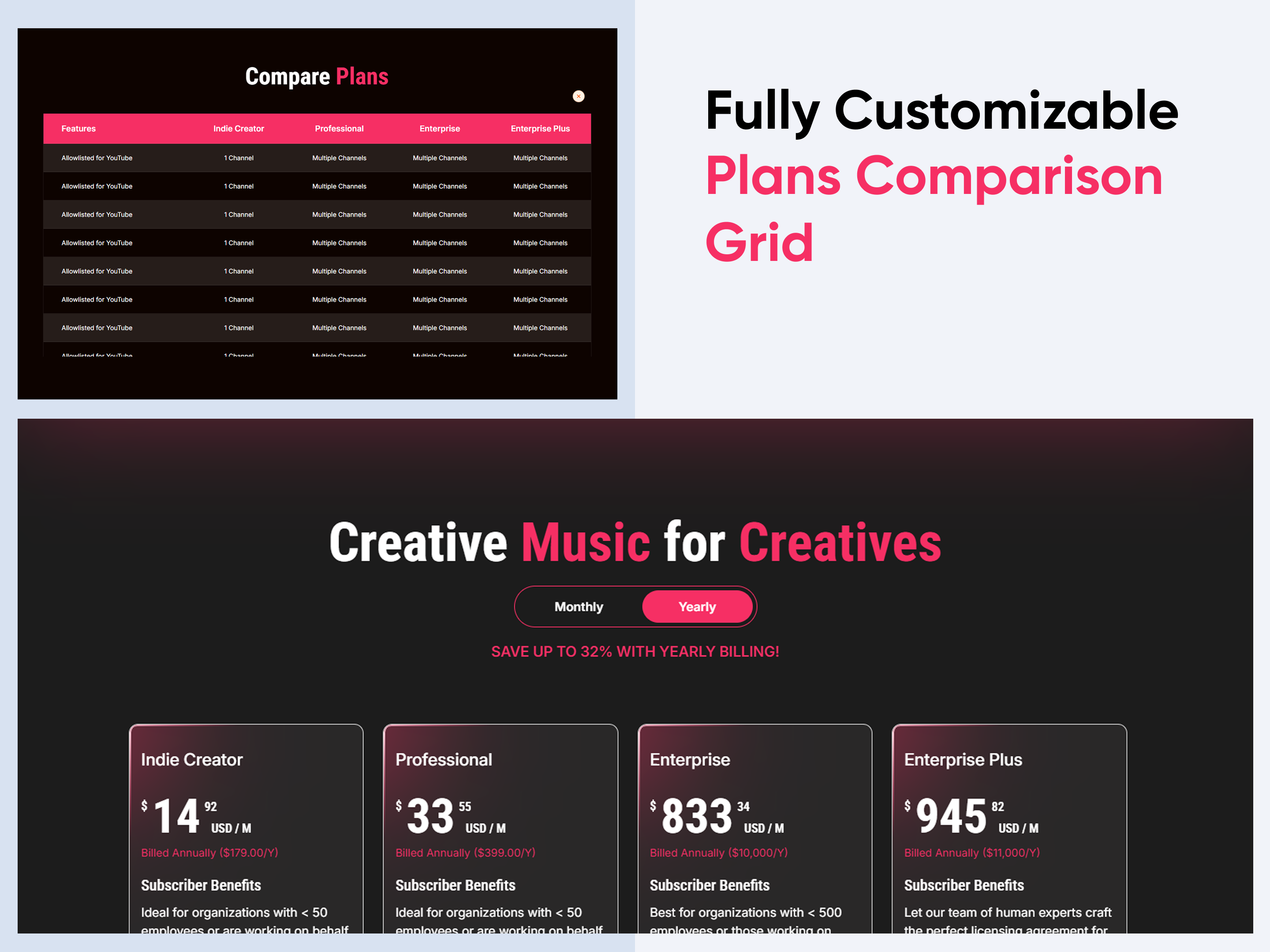 Plans Comparison Grid