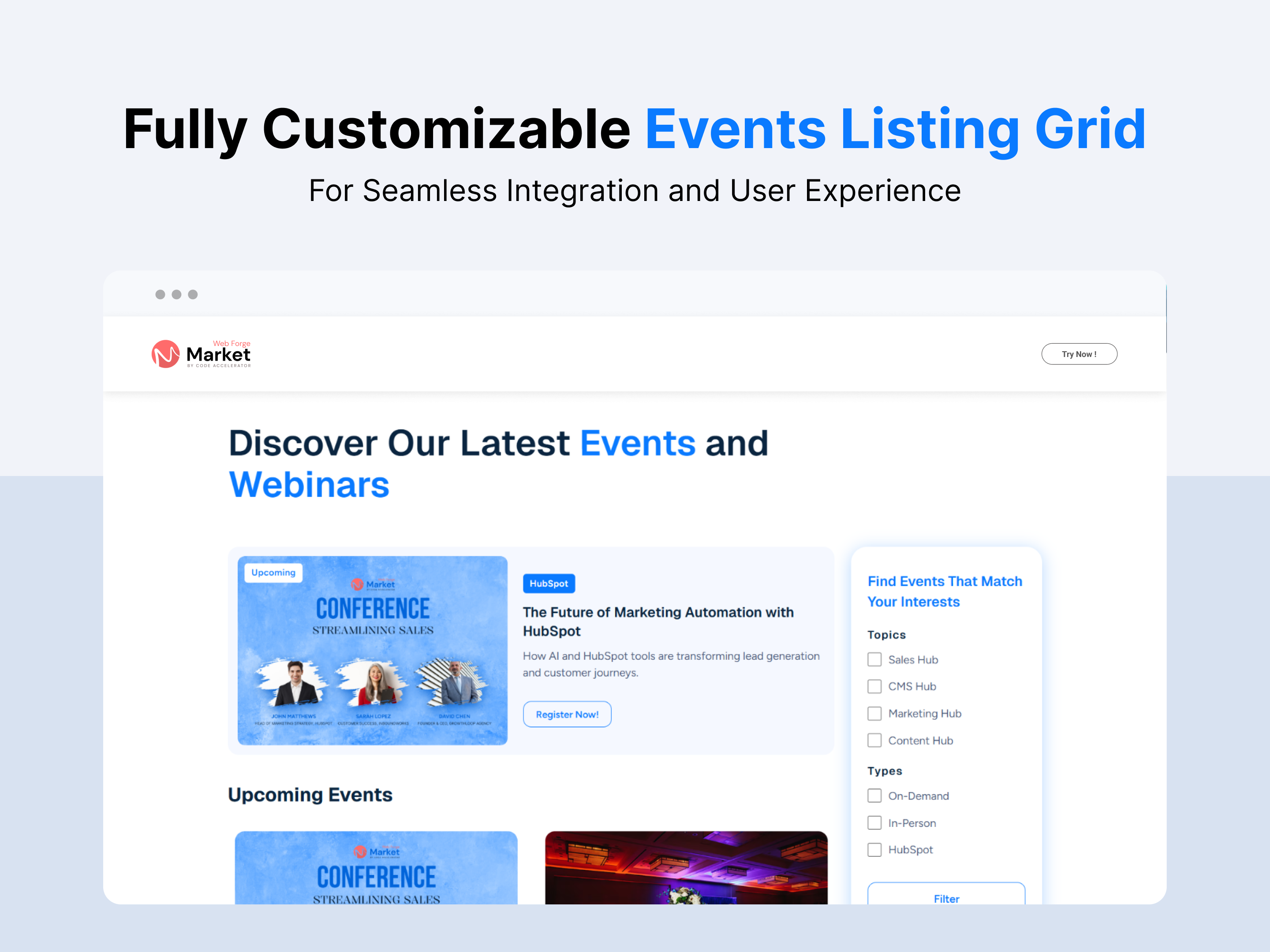 Events Listing Grid