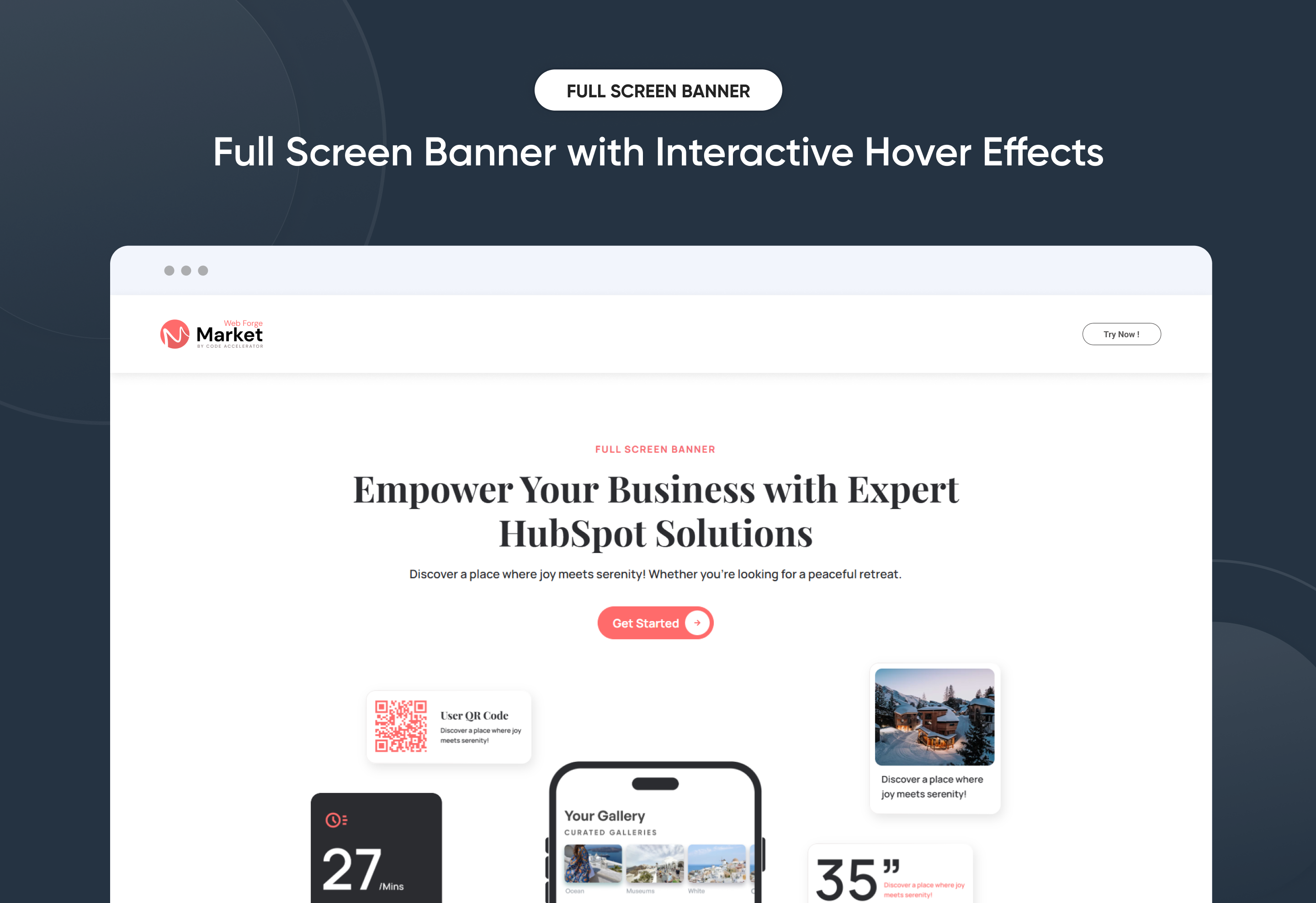 Full Screen Banner with Interactive Hover Effects