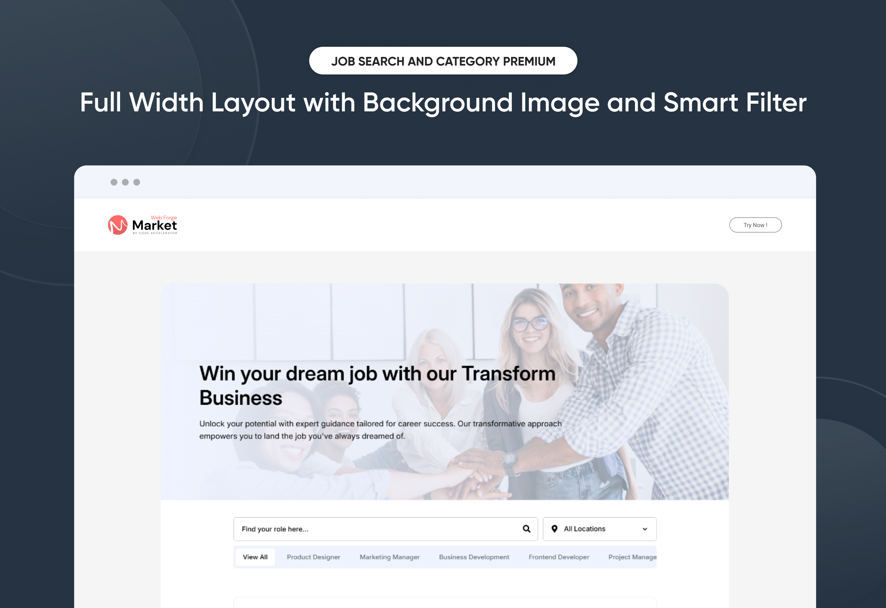 Full Width Layout with Background Image and Smart Filter
