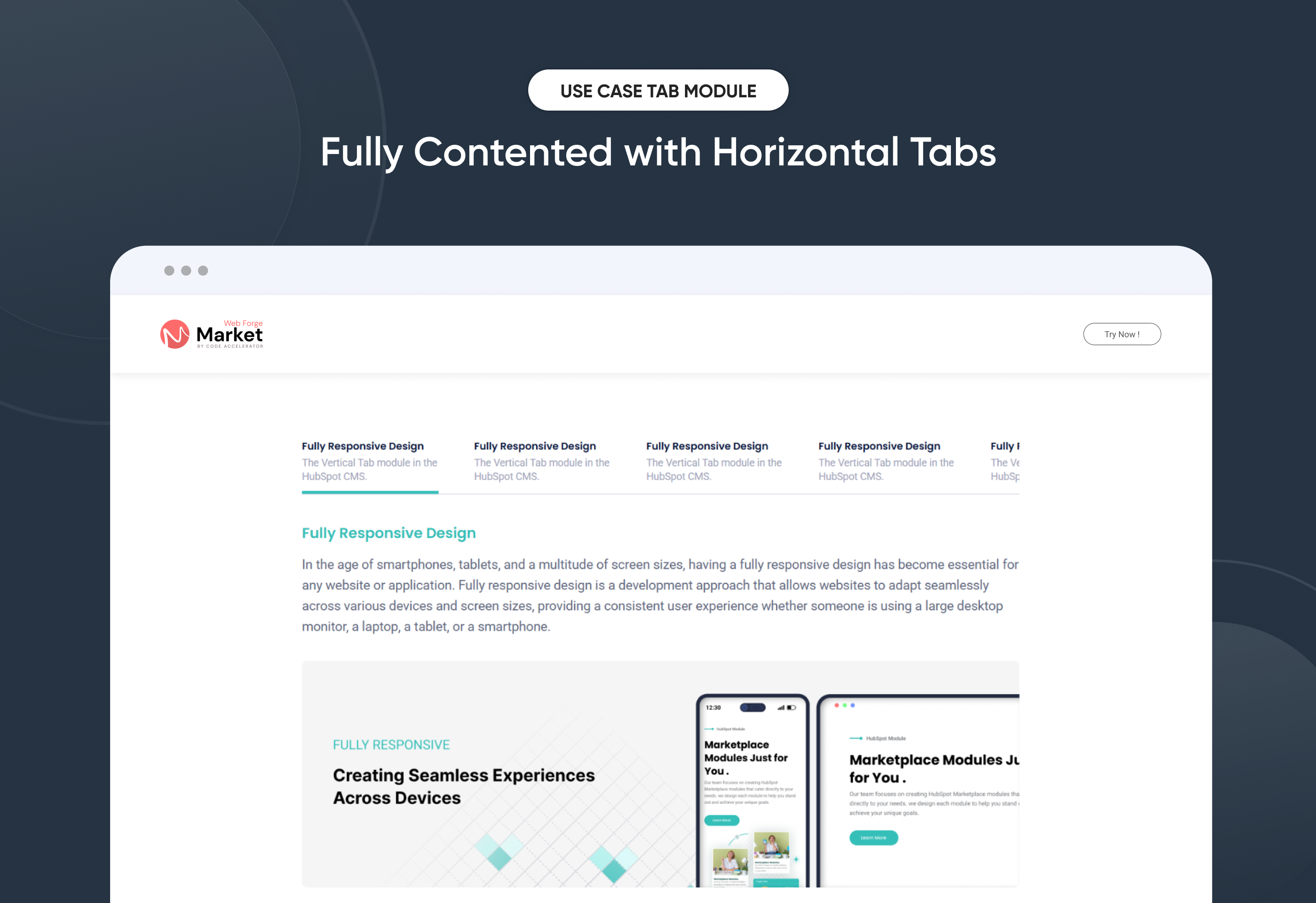 Fully Contented with Horizontal Tabs