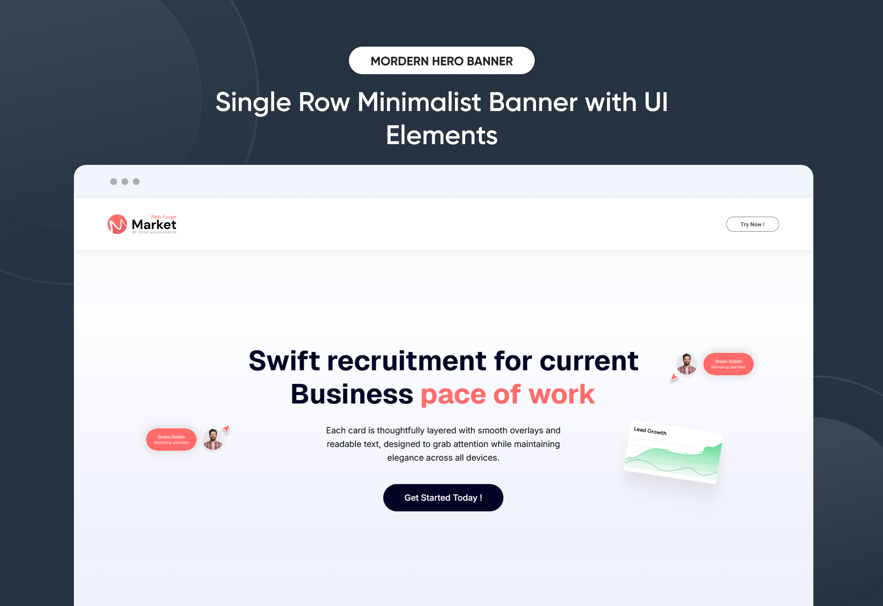 Single Row Minimalist Banner with UI elements