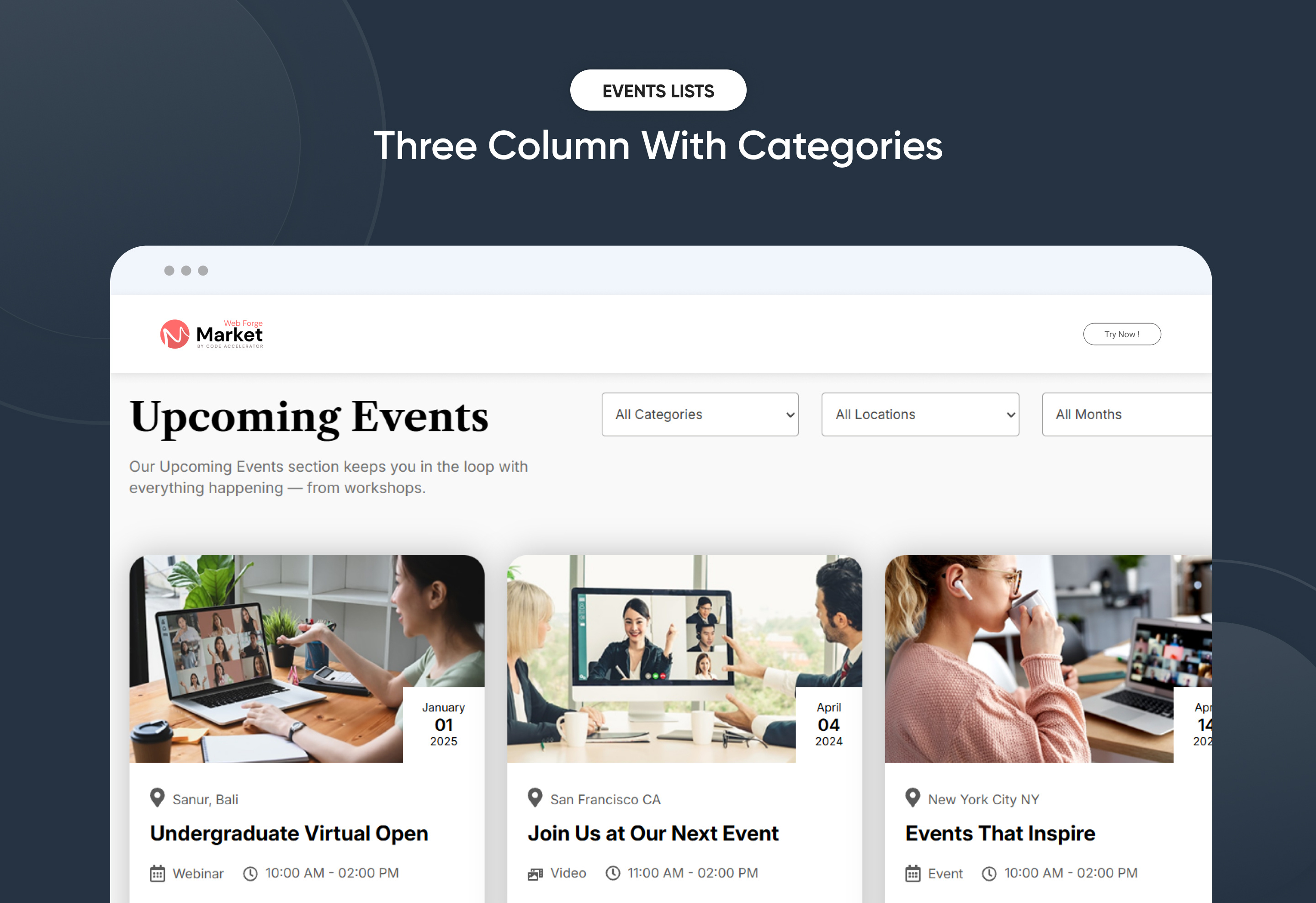 Three Column With Categories