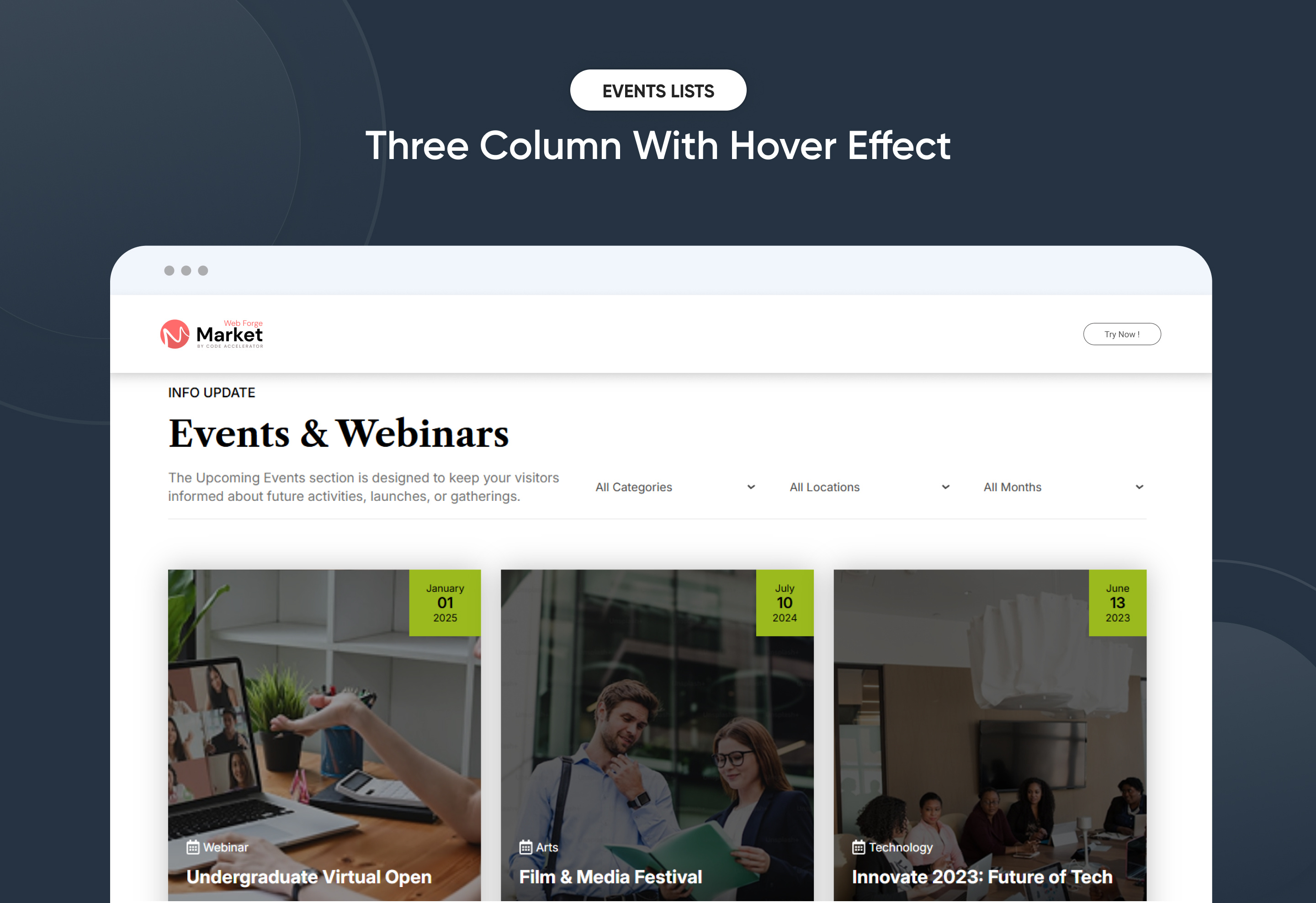 Three Column With Hover Effect