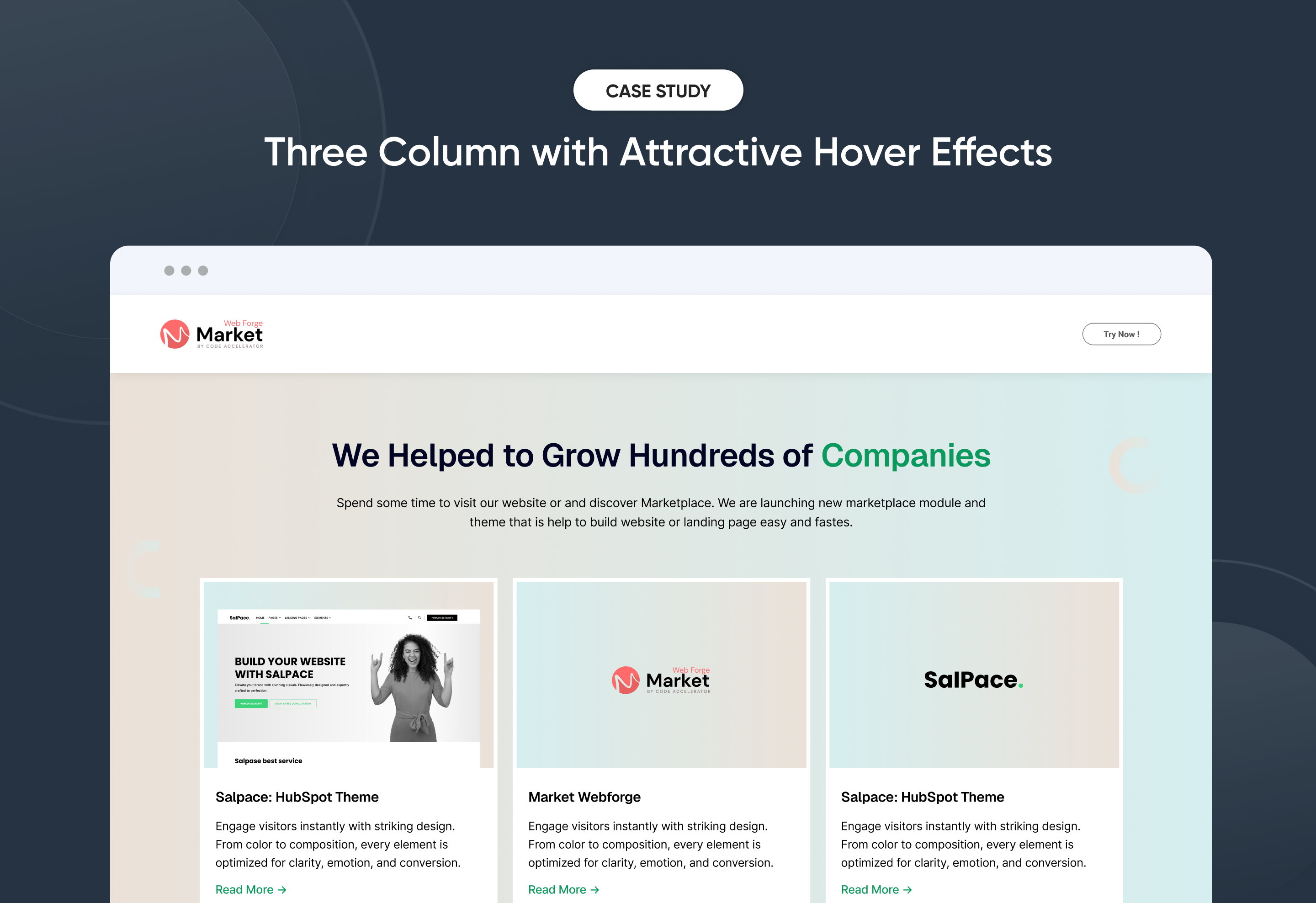 Three Column with Attractive Hover Effects