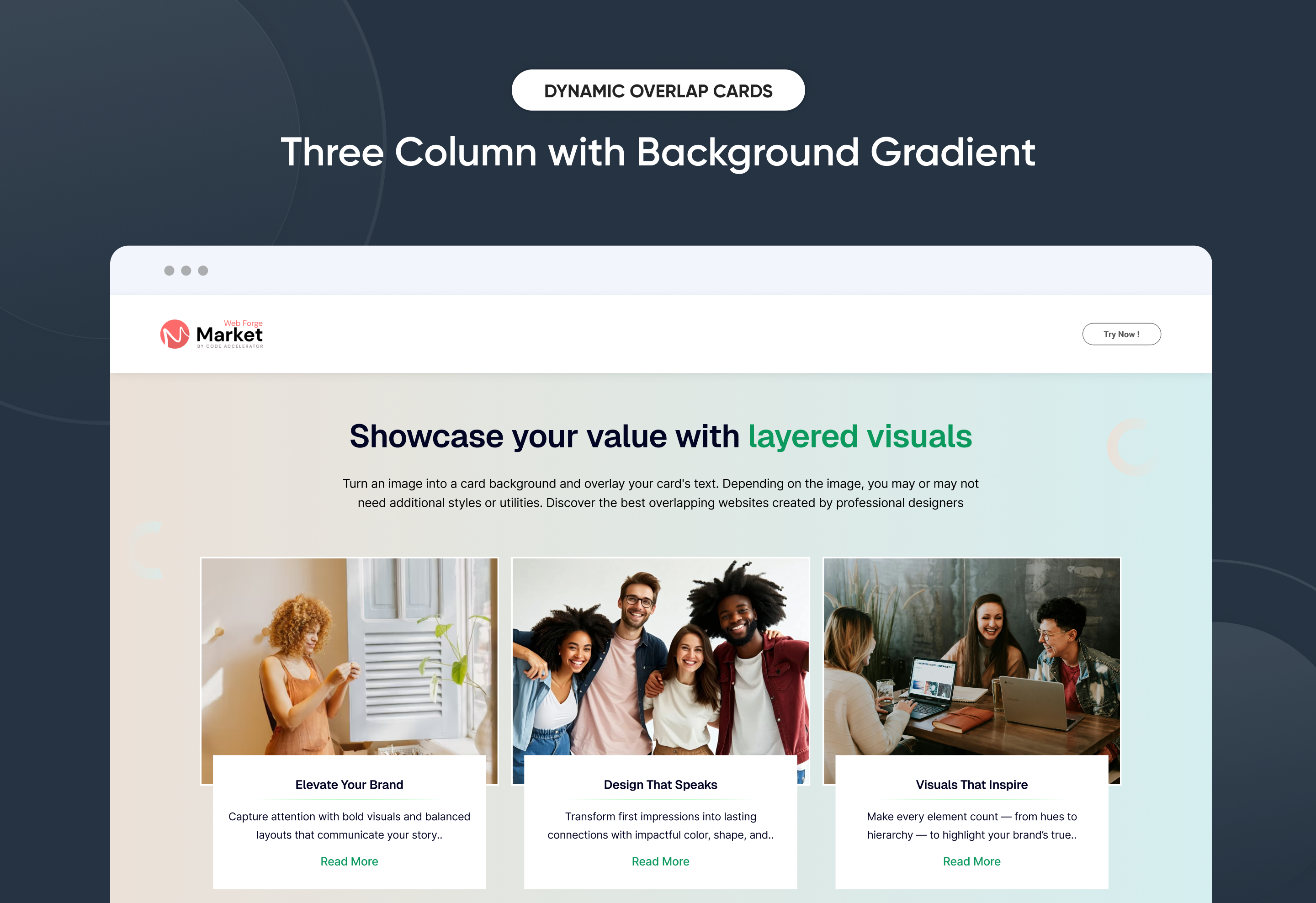 Three Column with Background Gradient