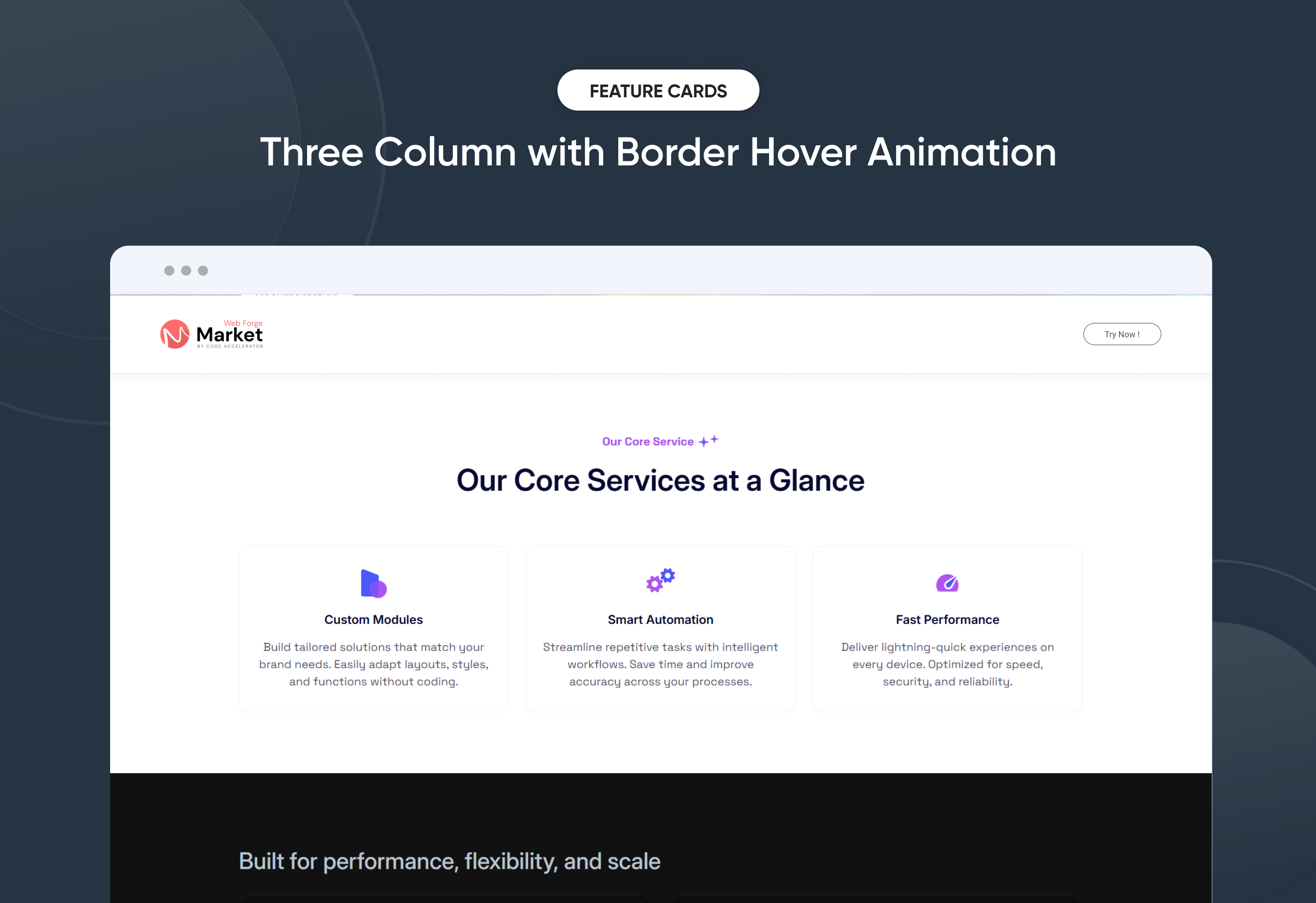 Three Column with Border Hover Animation