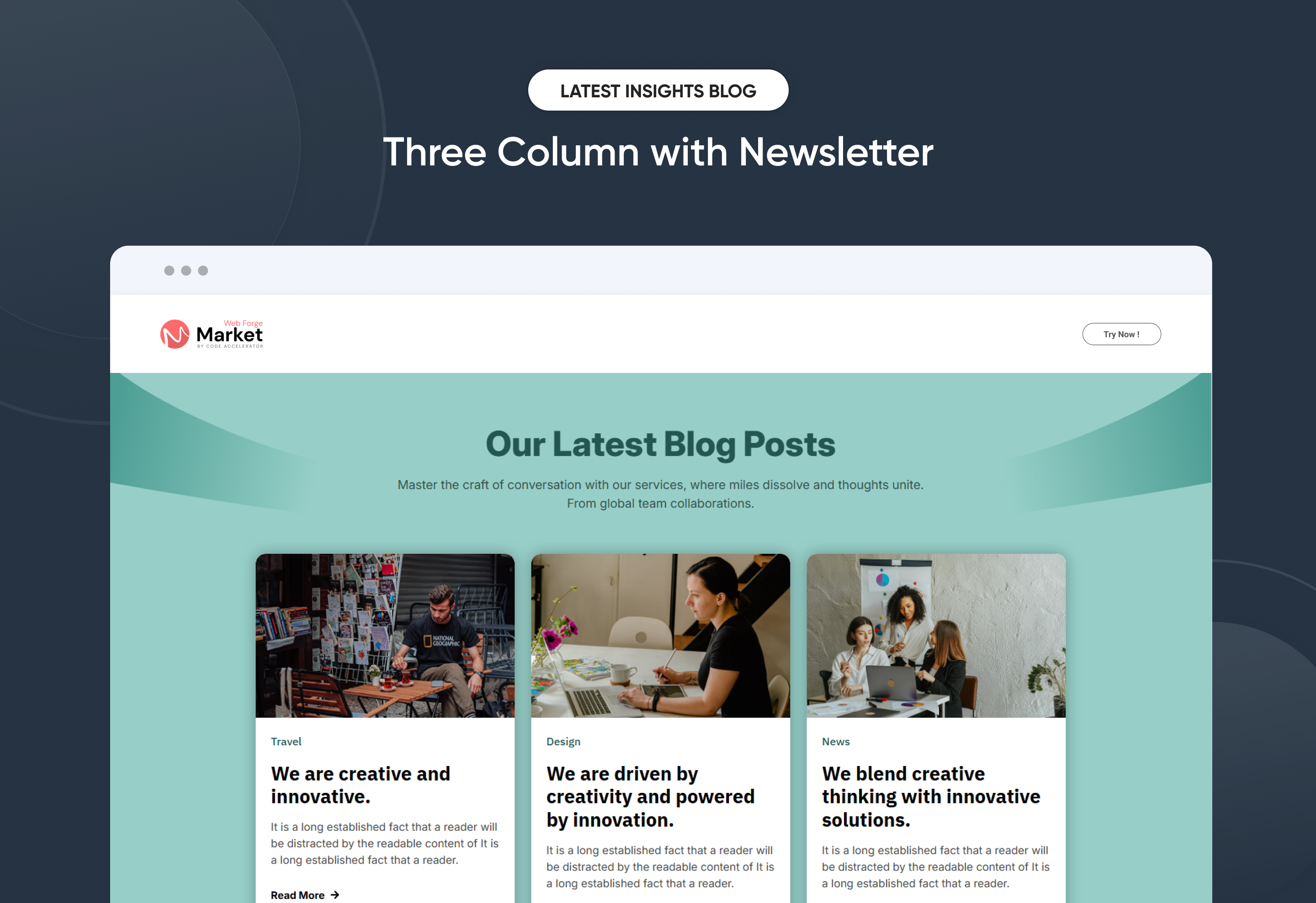 Three Column with Newsletter