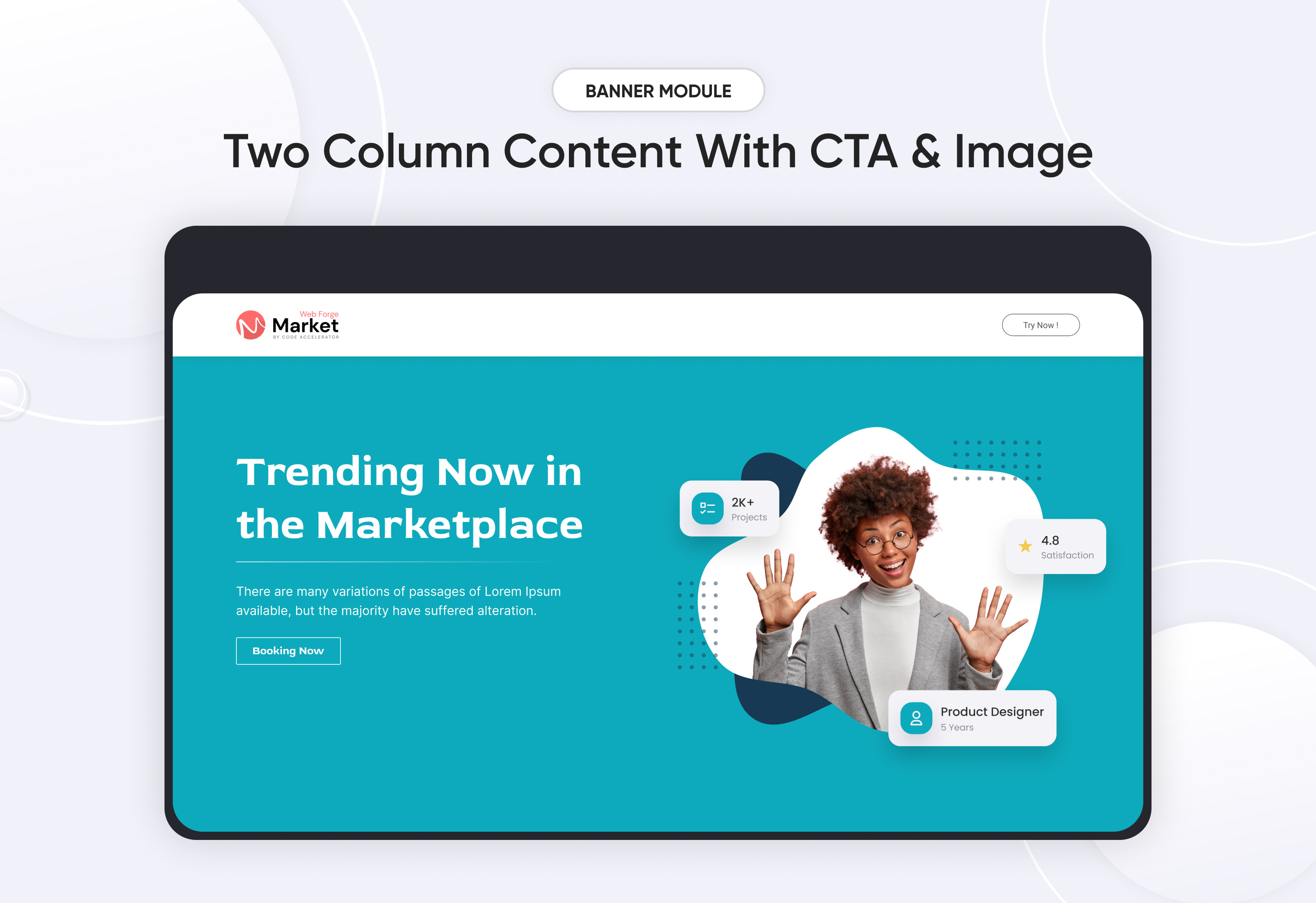 Two Column Content With CTA & Image