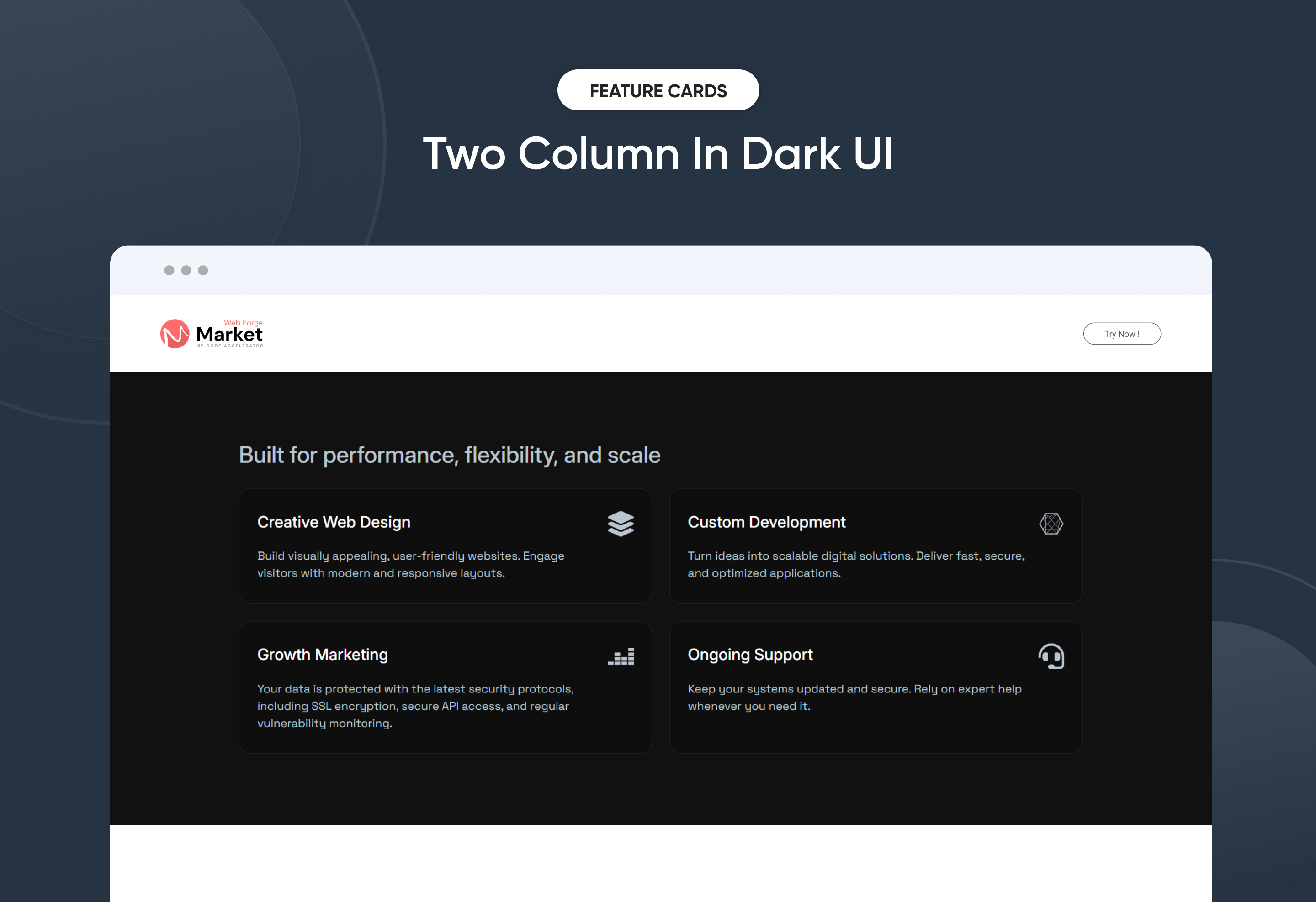 Two Column In Dark UI