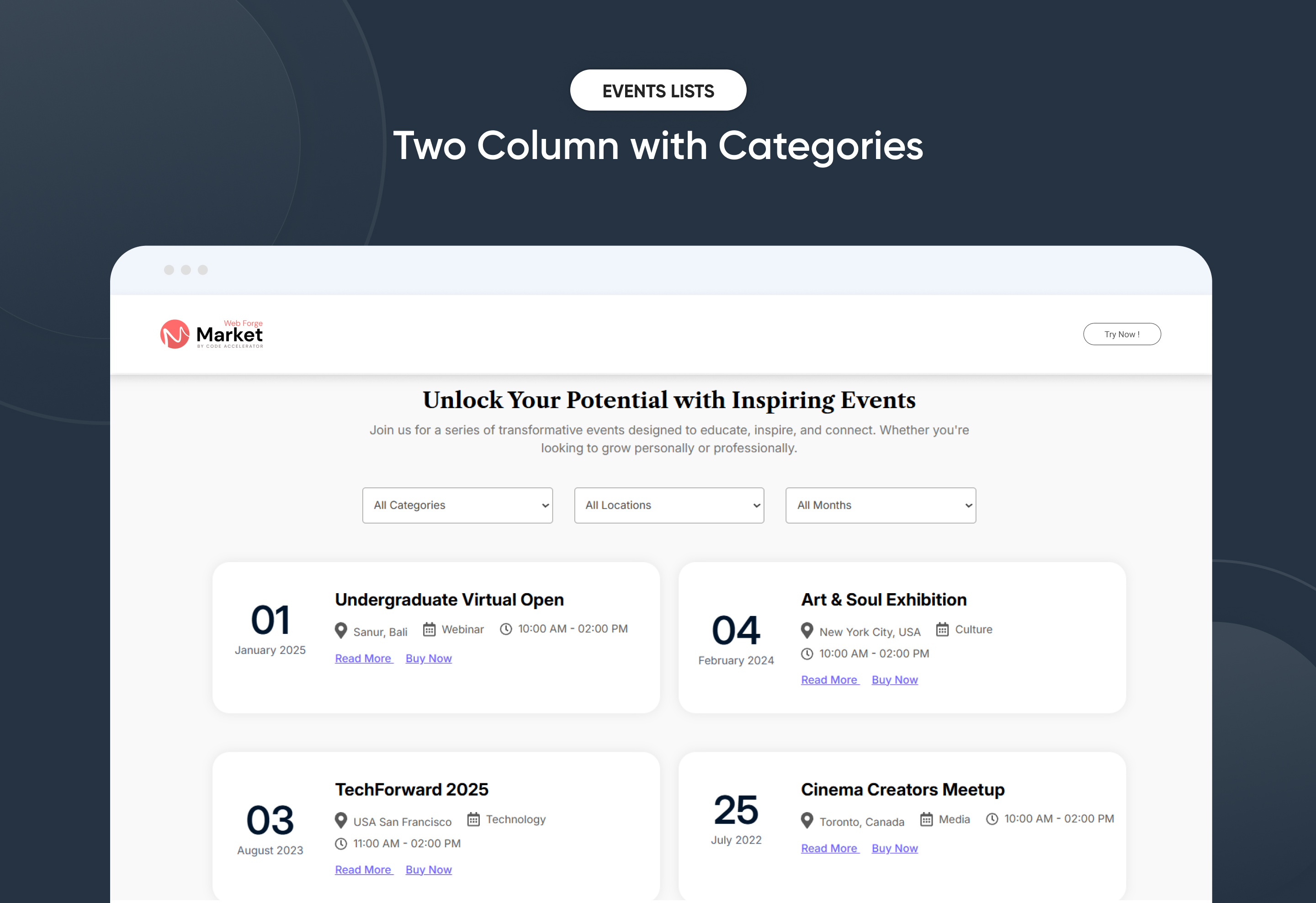 Two Column with Categories