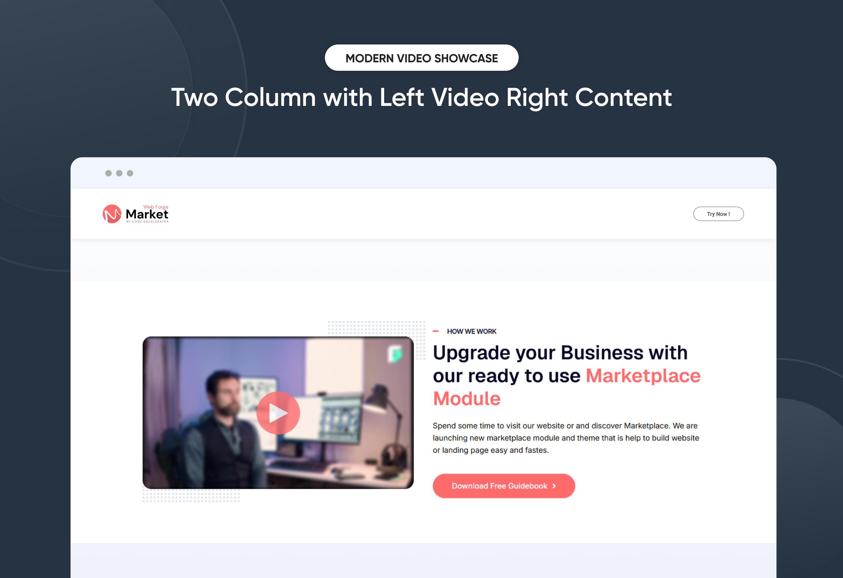 Two Column with Left Video Right Content