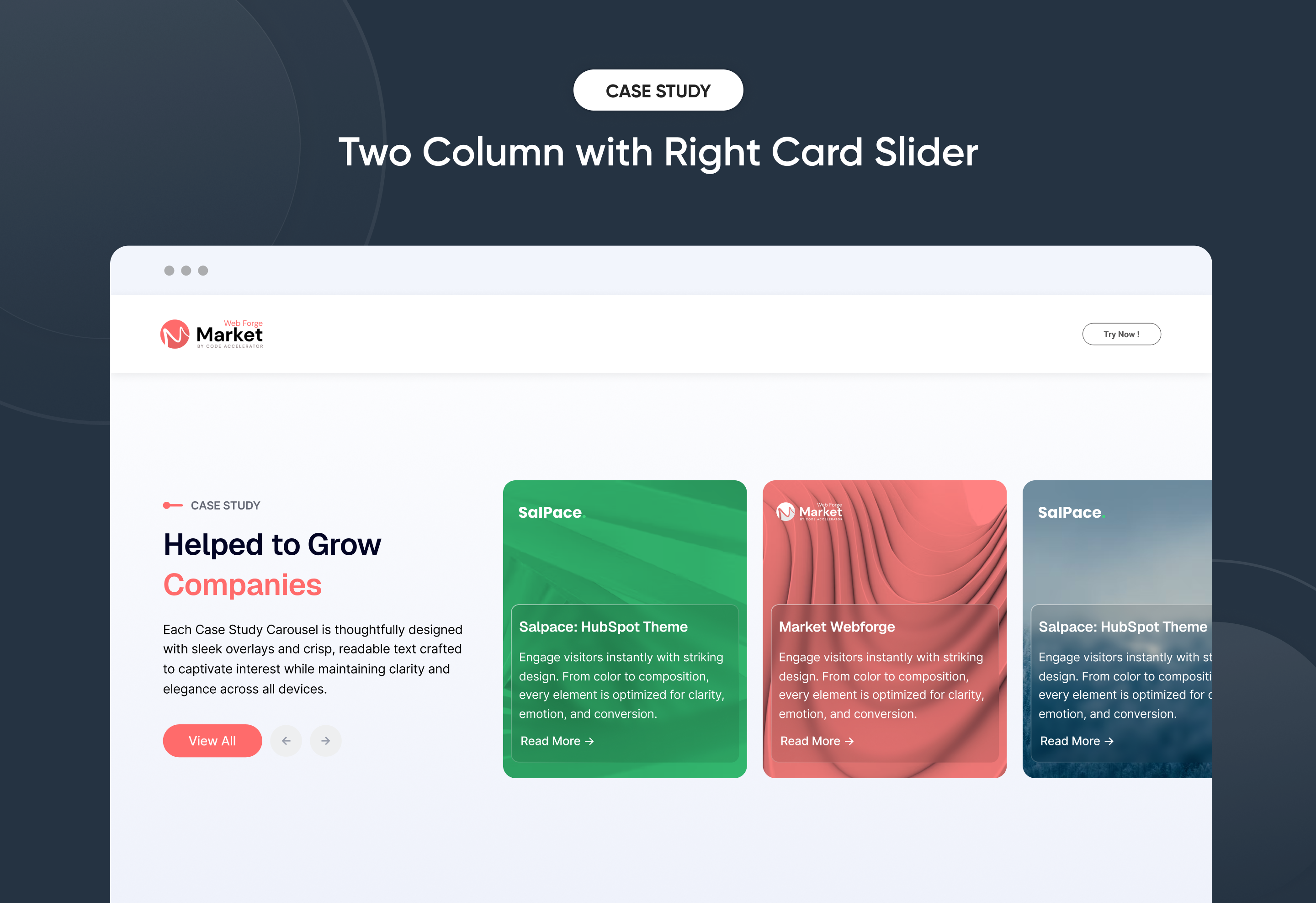 Two Column with Right Card Slider
