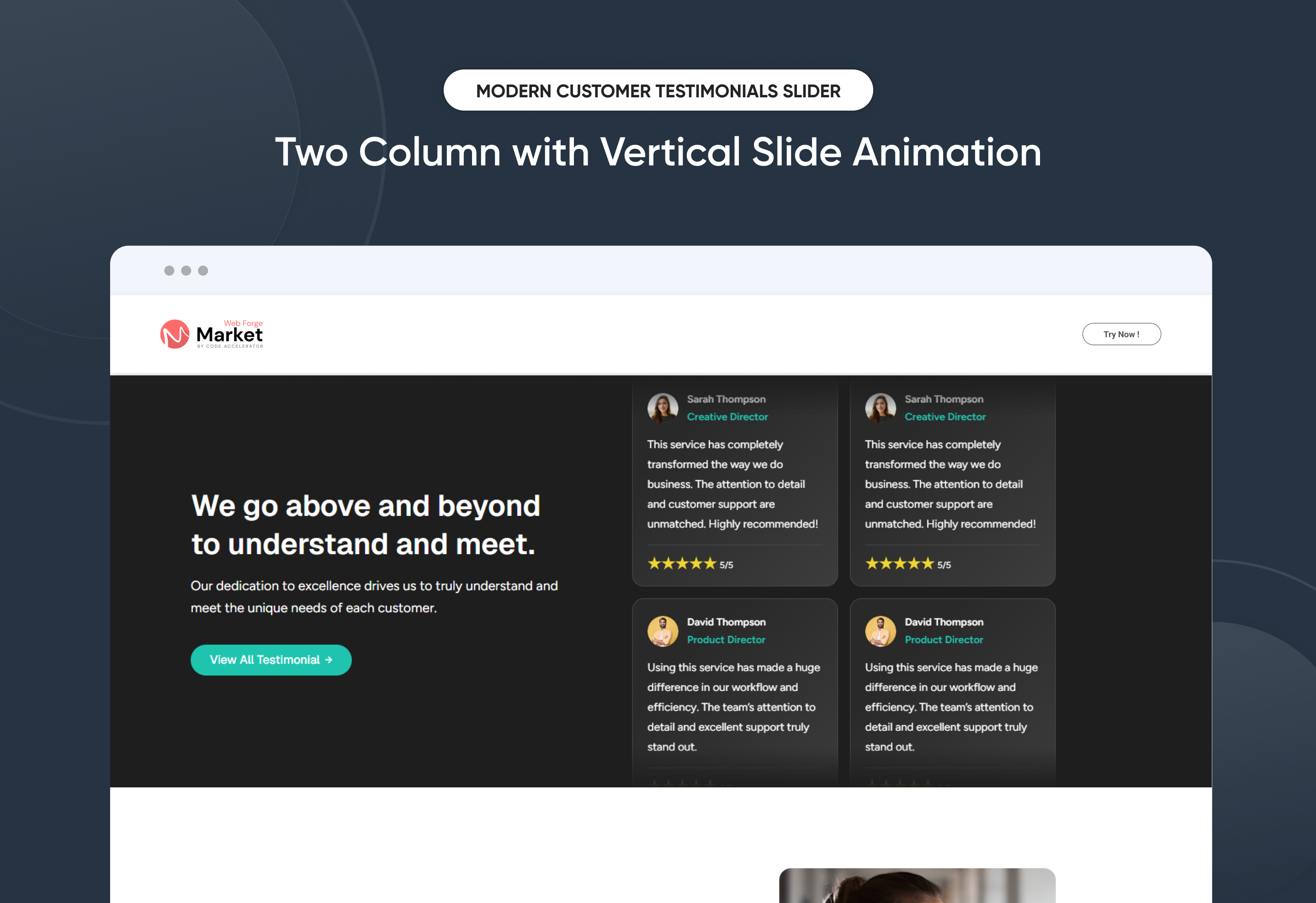 Two Column with Vertical Slide Animation