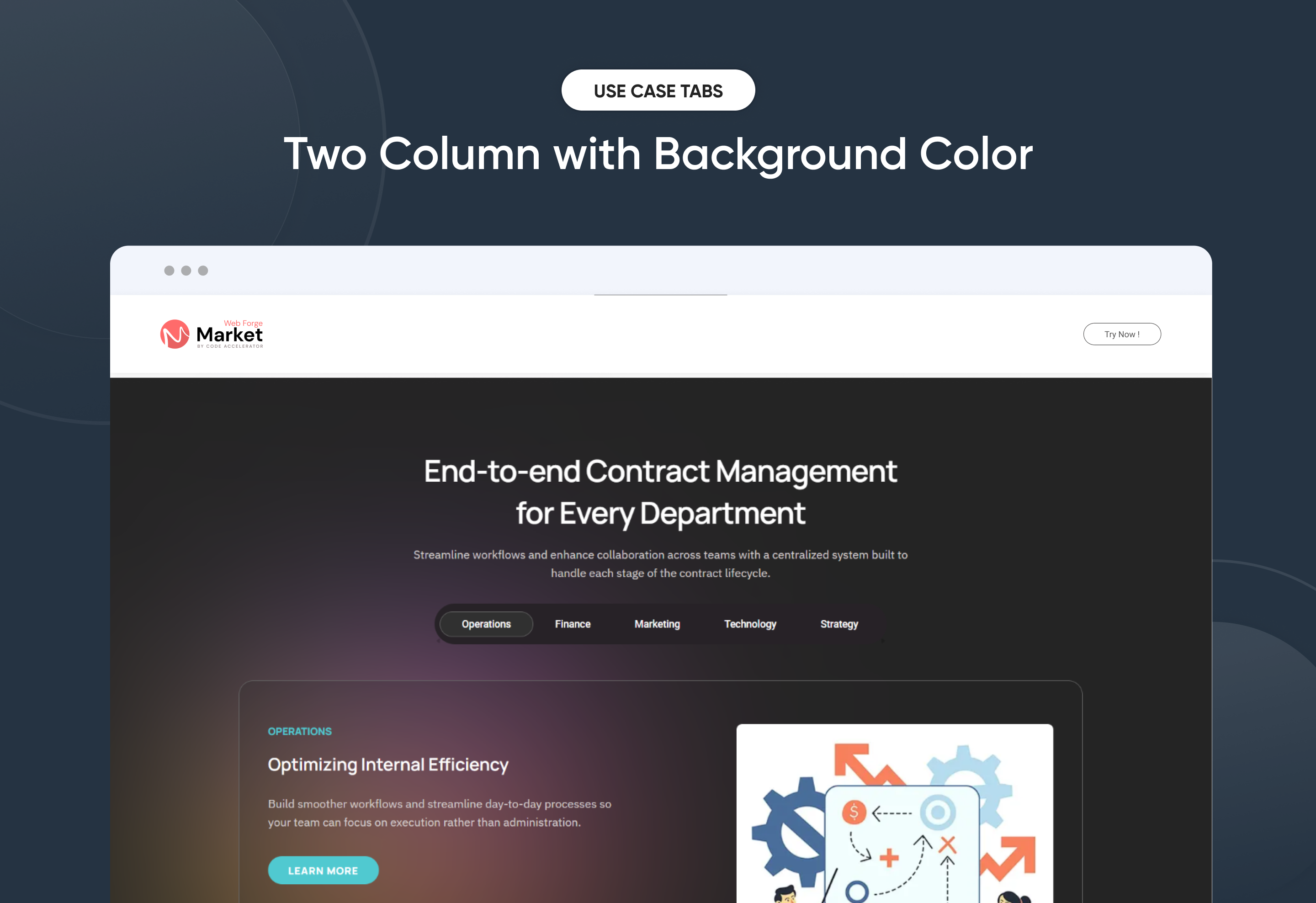 Two Column with gradient Background