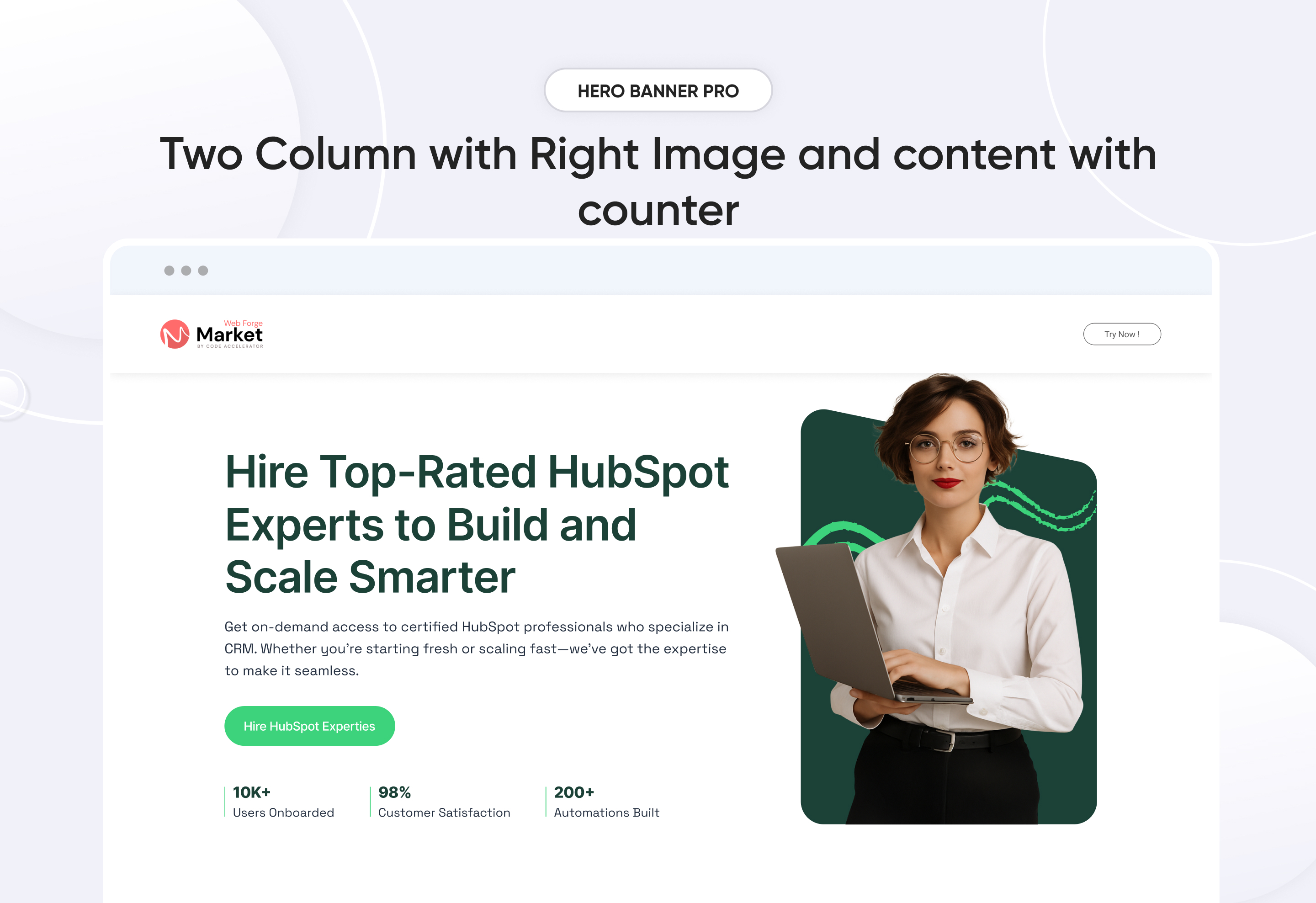 Two Column with right Image and content with counter
